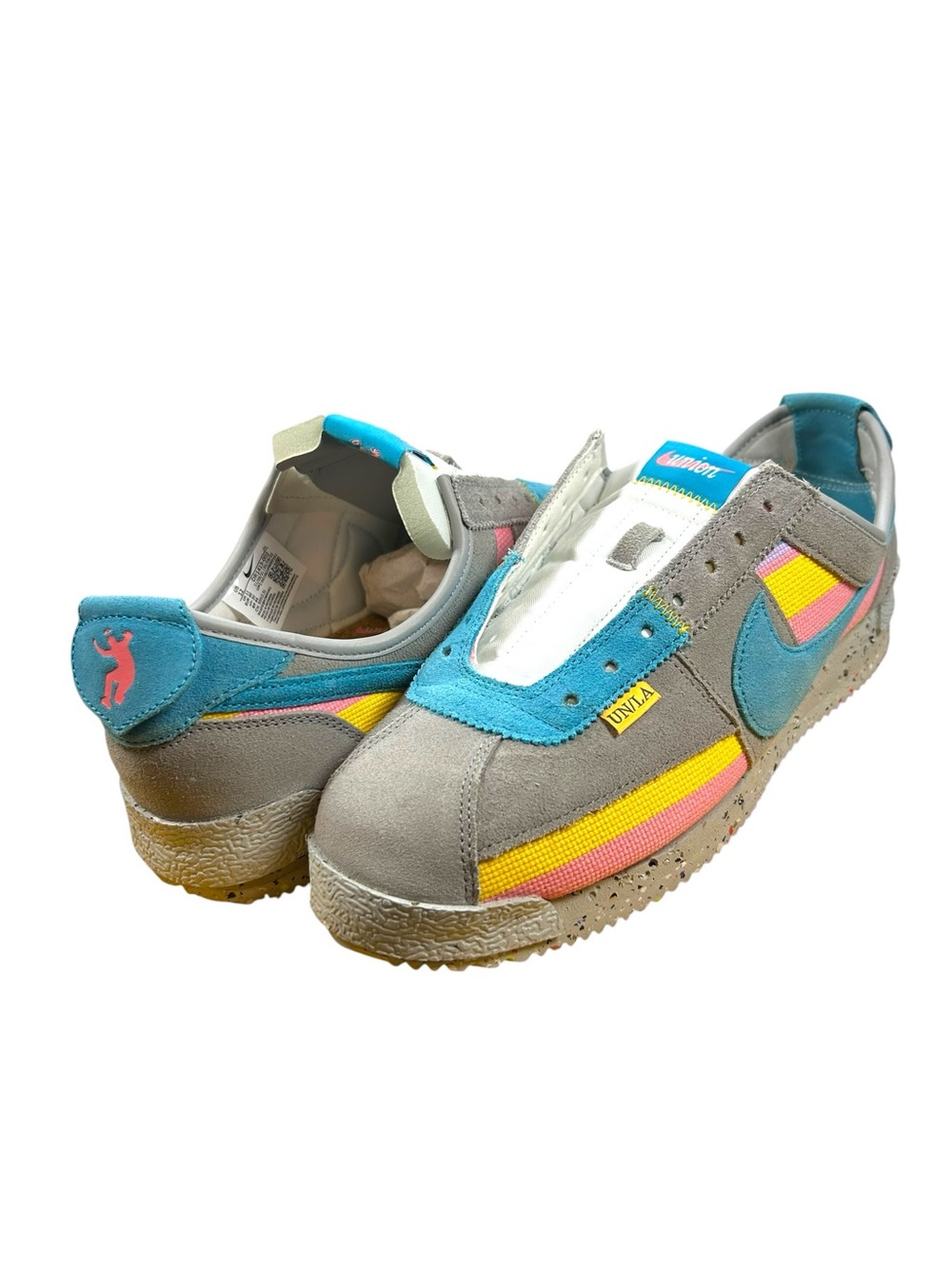 Nike Union LA Cortez SP Grey Fog Blue Pink Yellow Men’s Size 12 DR1413-002 Rare - Picture 5 of 14